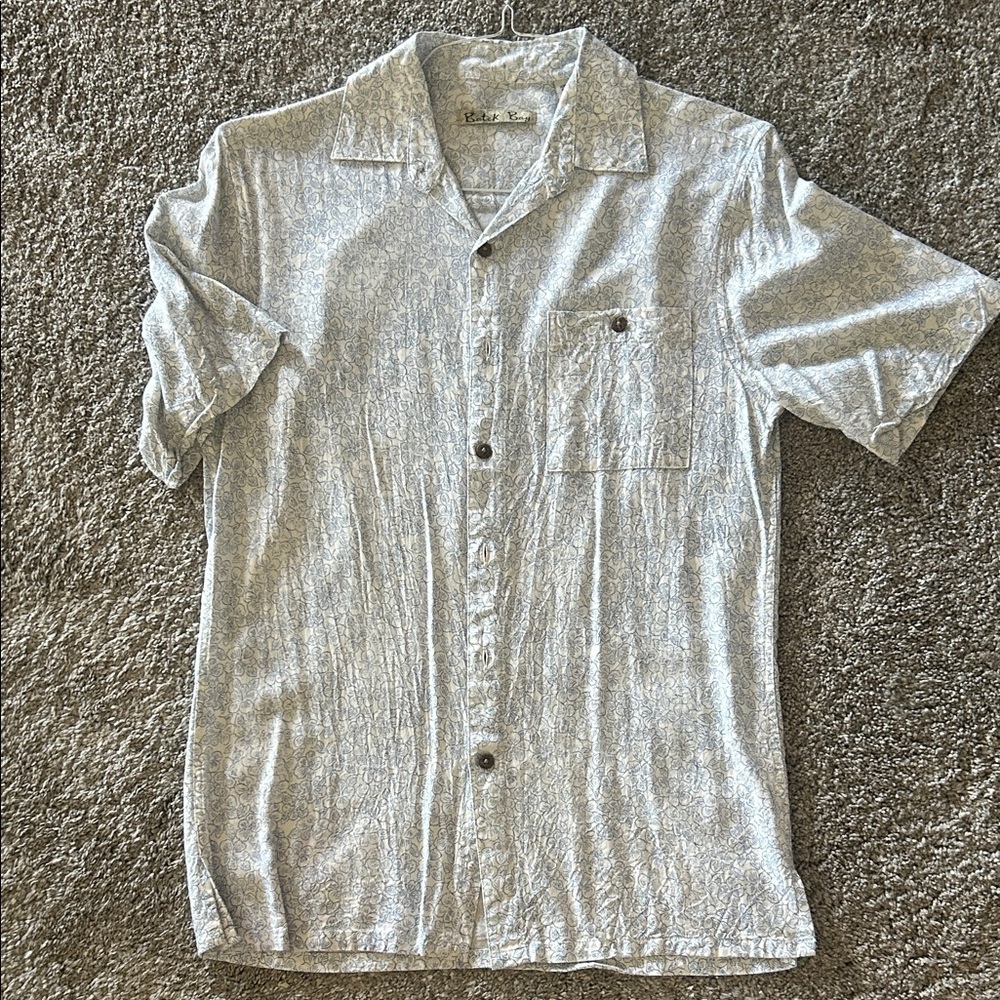Casual White With Blue Floral Print Shirt